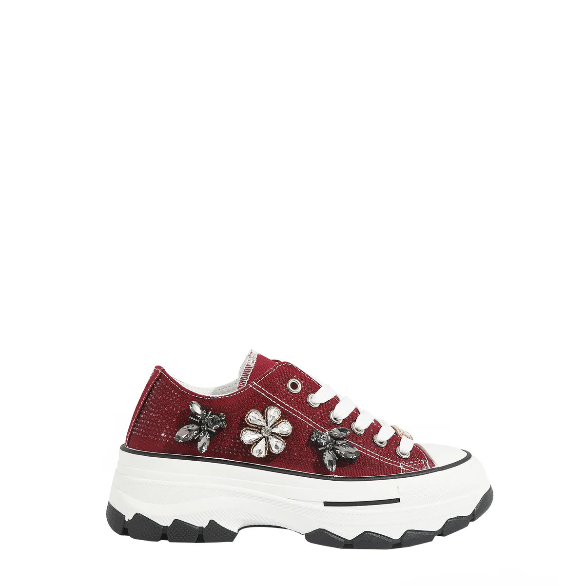 BIJOUX FASHION SNEAKERS - SNK23100 BLACK / BURGUNDY