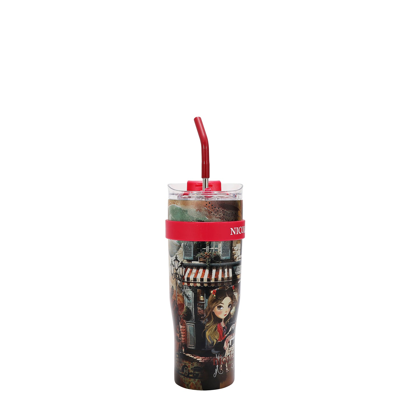 40 OZ PRINT TUMBLER WITH HANDLE - T7619 VIRTUAL FRIEND