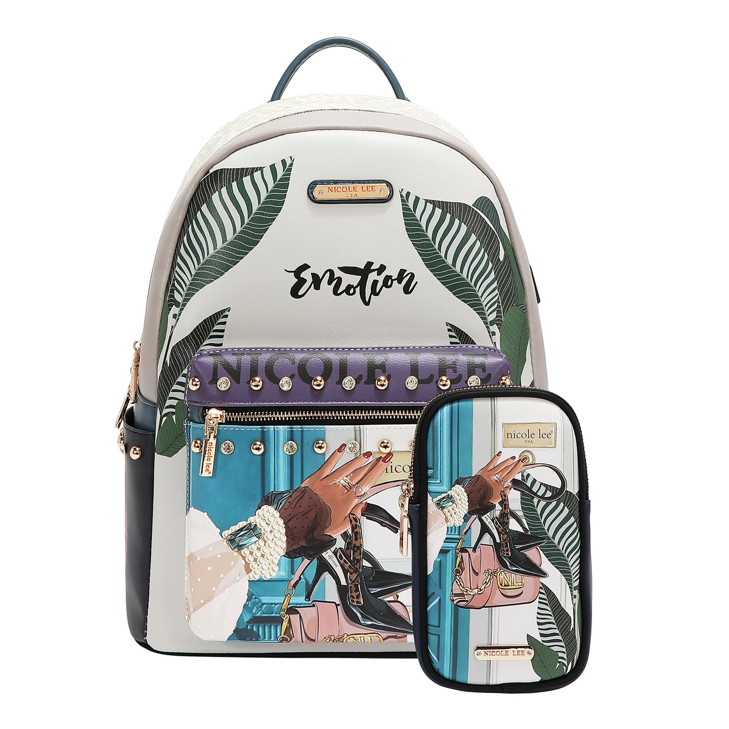 LARGE USB FASHION BACKPACK WITH CHARGING PORT AND POUCH - USB12769L VIRTUAL FRIEND