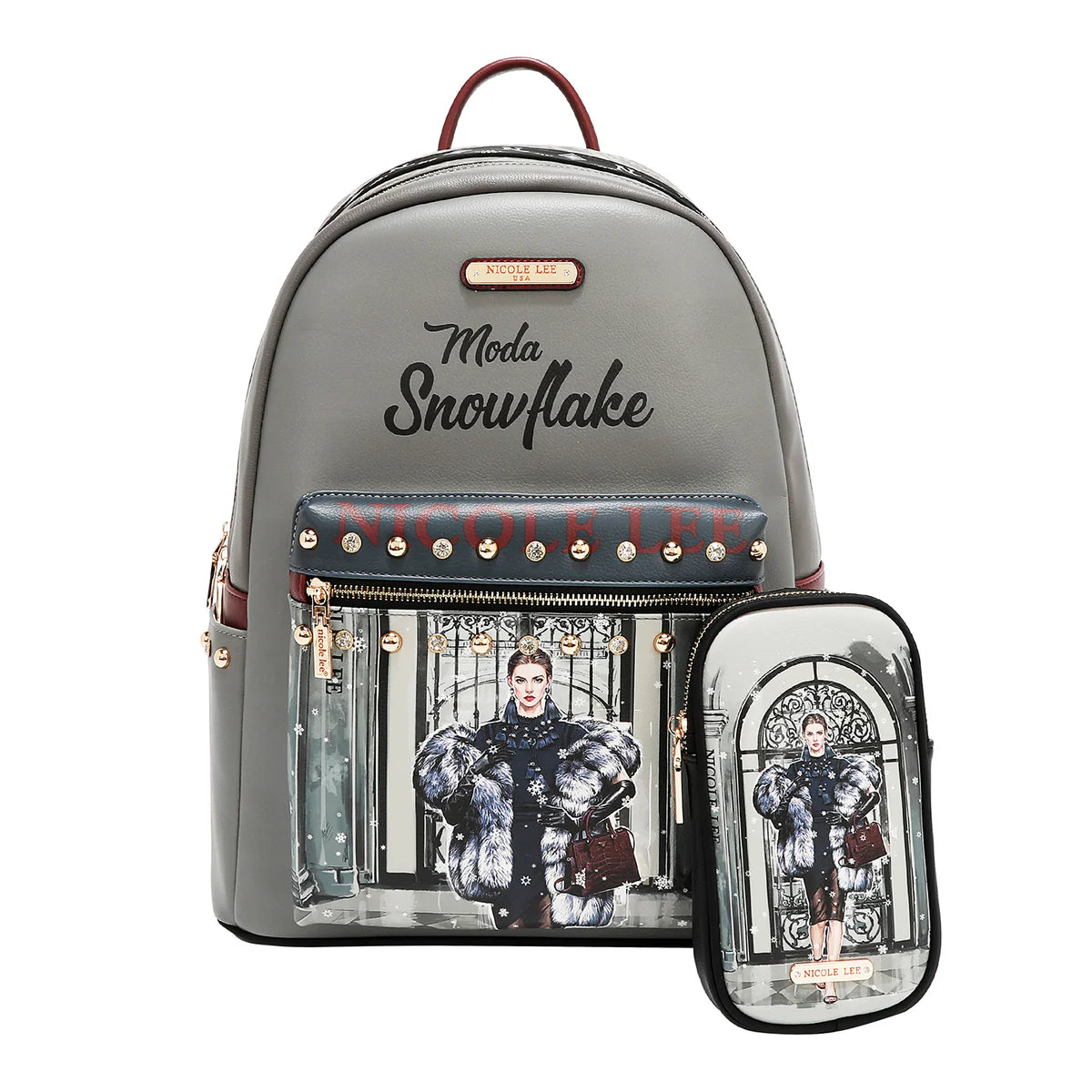 LARGE USB FASHION BACKPACK WITH CHARGING PORT AND POUCH - USB12769L VIRTUAL FRIEND