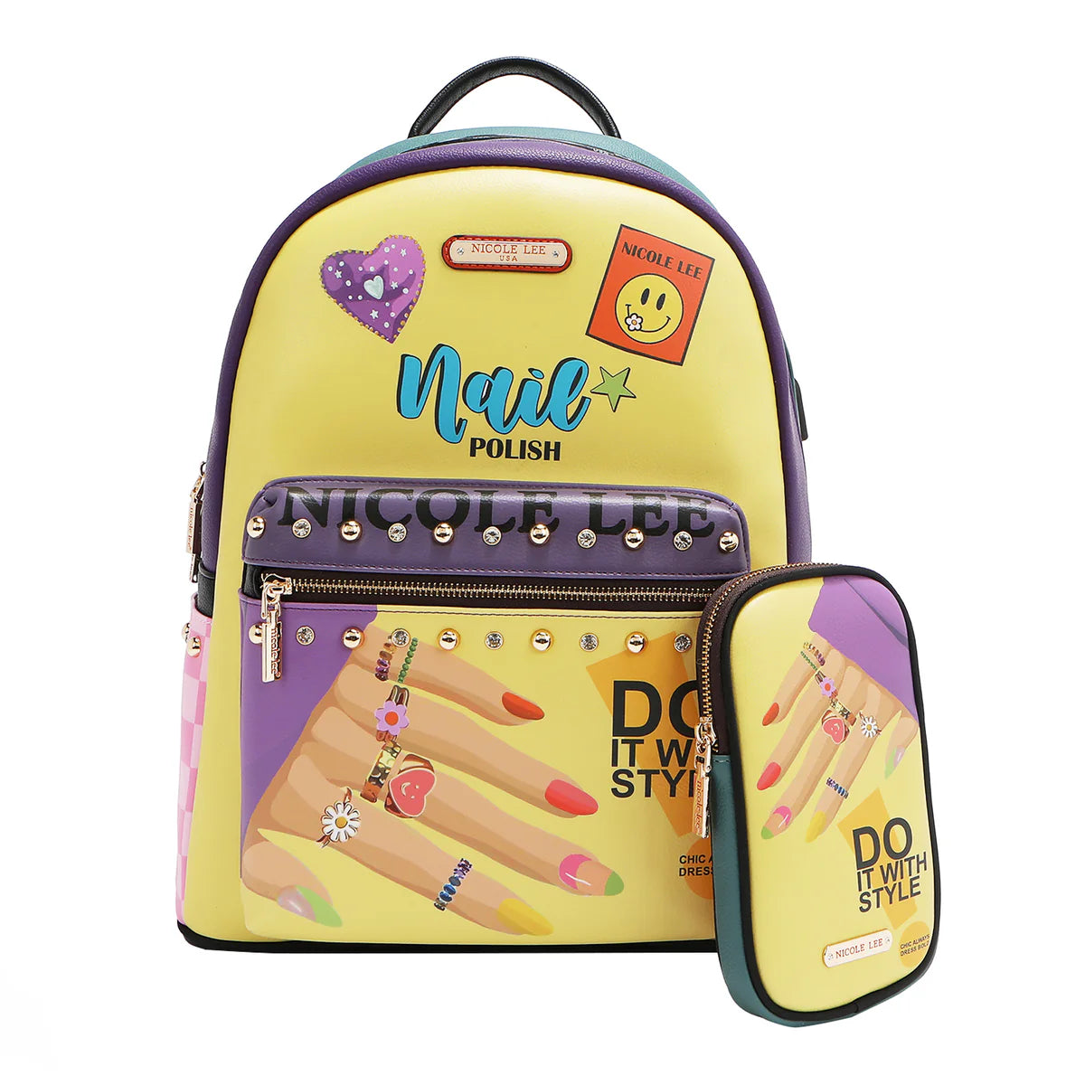 LARGE USB FASHION BACKPACK WITH CHARGING PORT AND POUCH - USB12769L VIRTUAL FRIEND