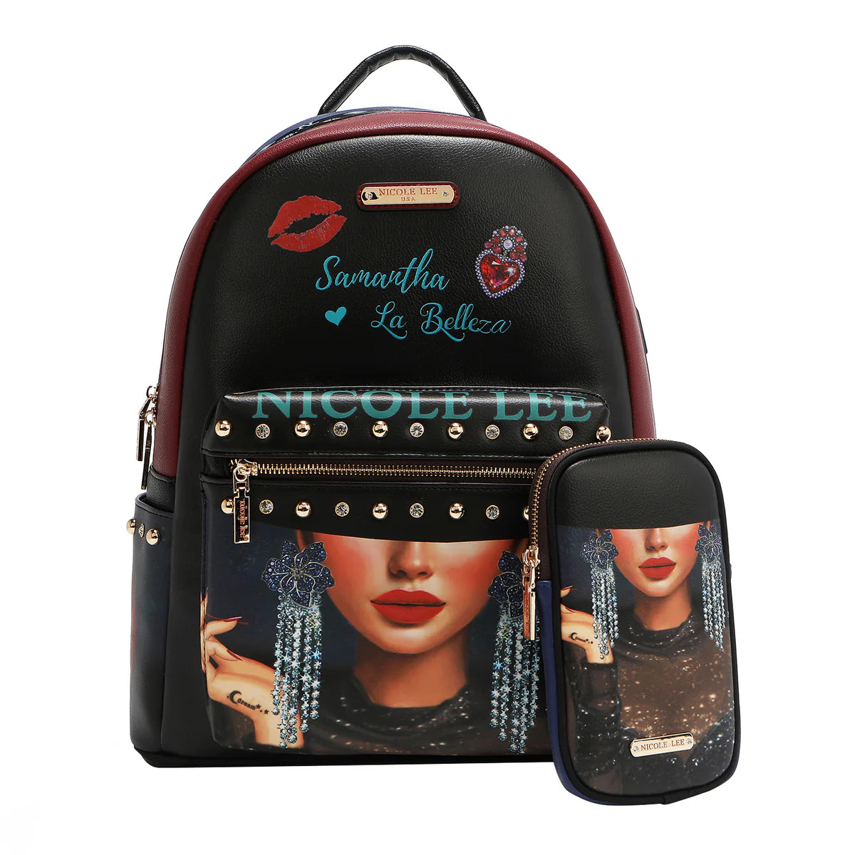 LARGE USB FASHION BACKPACK WITH CHARGING PORT AND POUCH - USB12769L VIRTUAL FRIEND