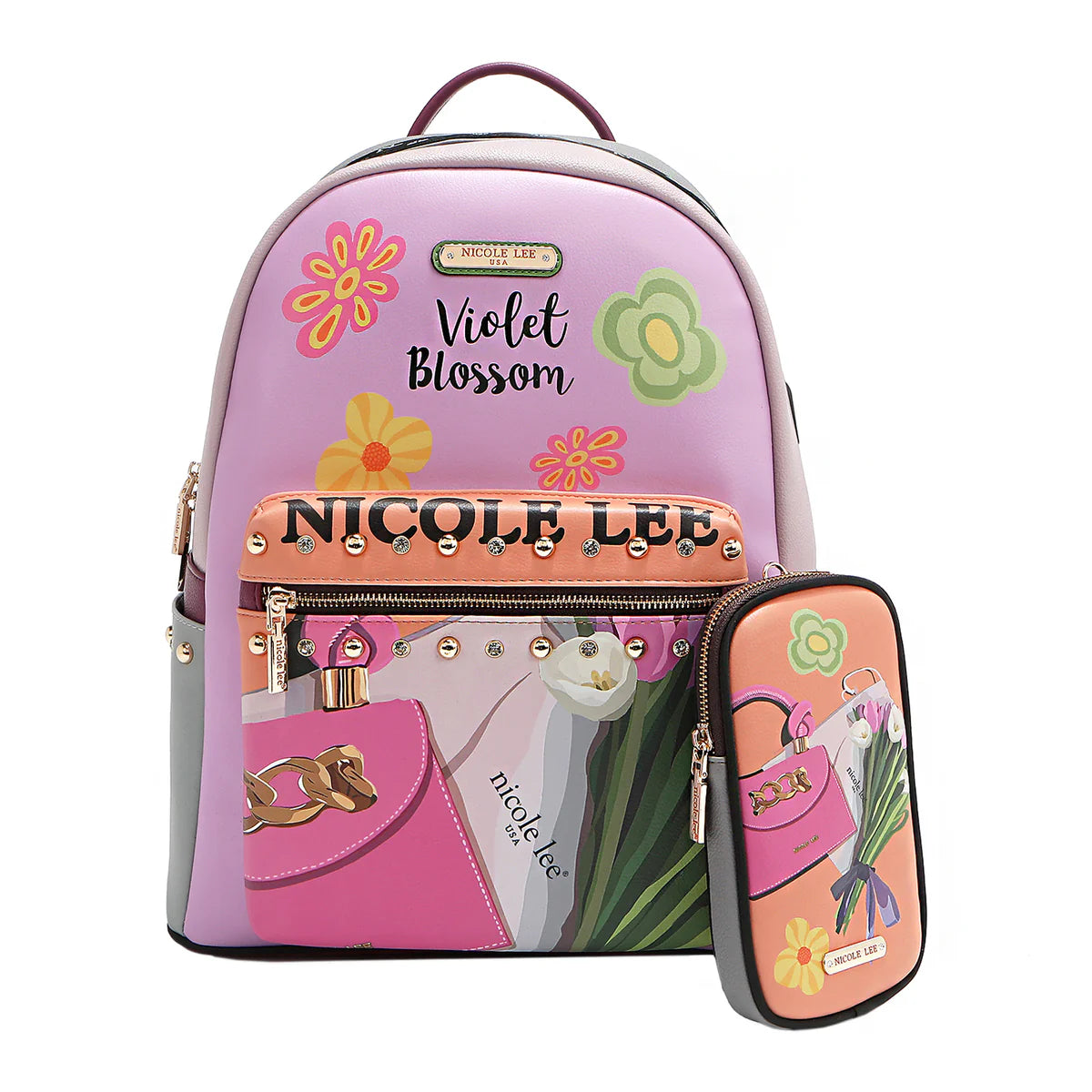 LARGE USB FASHION BACKPACK WITH CHARGING PORT AND POUCH - USB12769L VIRTUAL FRIEND