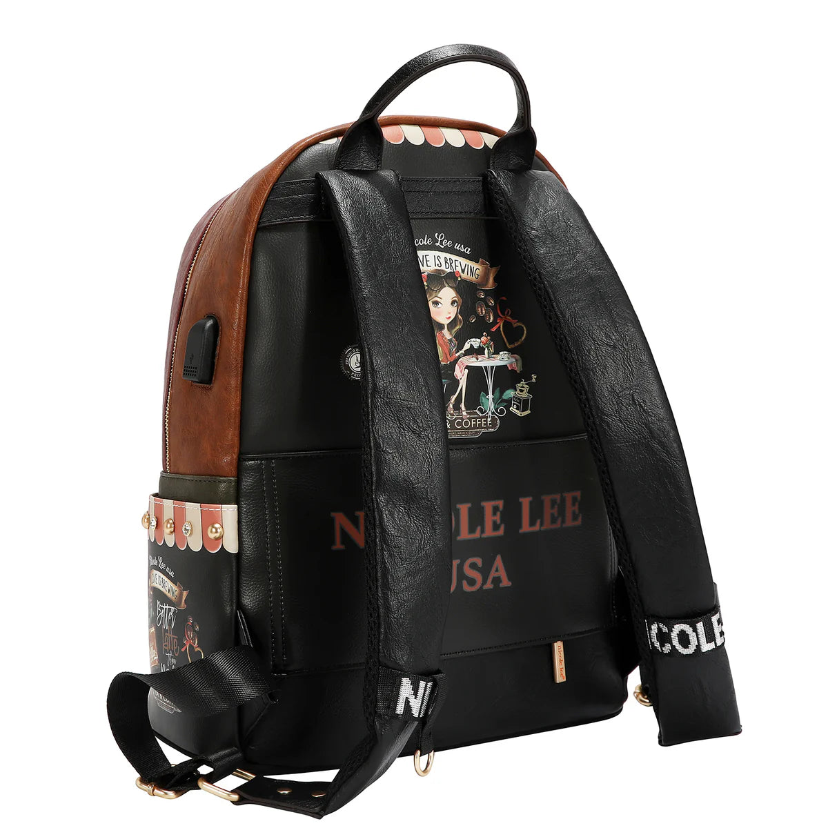 LARGE USB FASHION BACKPACK WITH CHARGING PORT AND POUCH - USB12769L VIRTUAL FRIEND