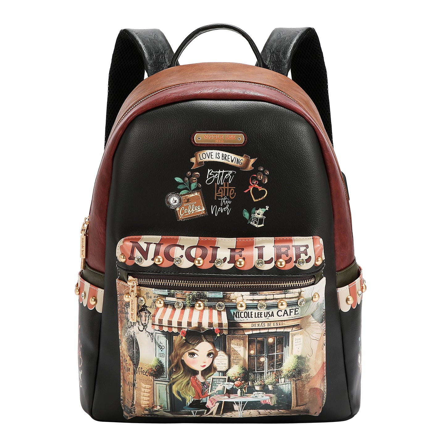 LARGE USB FASHION BACKPACK WITH CHARGING PORT AND POUCH - USB12769L VIRTUAL FRIEND