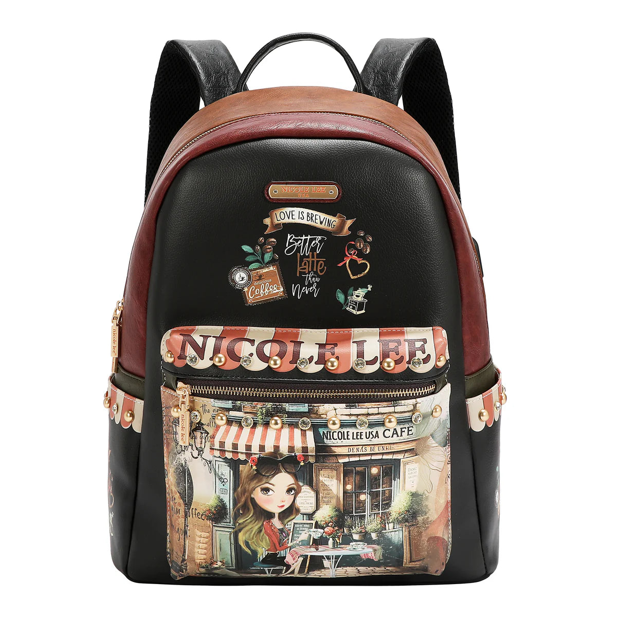 LARGE USB FASHION BACKPACK WITH CHARGING PORT AND POUCH - USB12769L VIRTUAL FRIEND