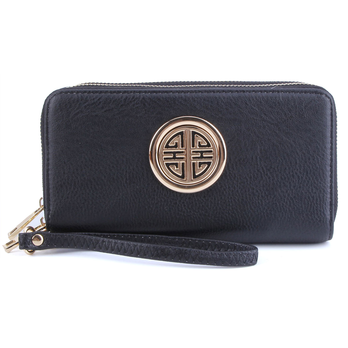 WU0012L Fashion Logo Double Zip Around Wallet Wristlet