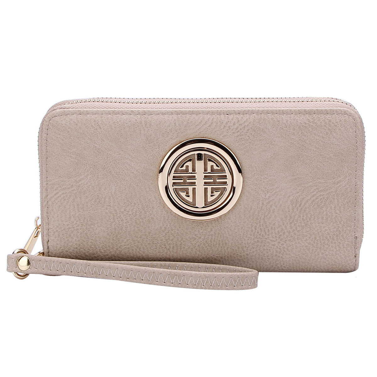 WU0012L Fashion Logo Double Zip Around Wallet Wristlet