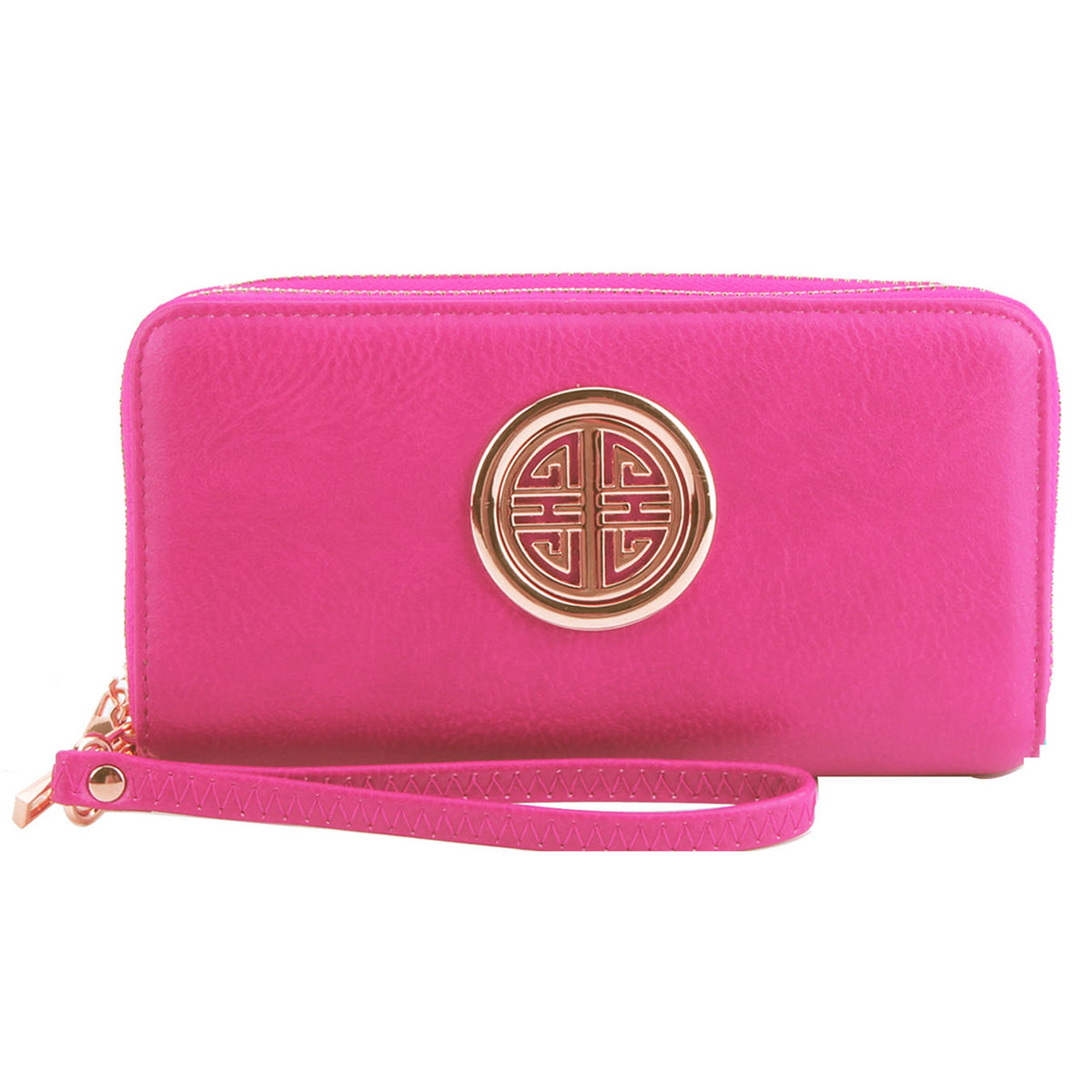 WU0012L Fashion Logo Double Zip Around Wallet Wristlet