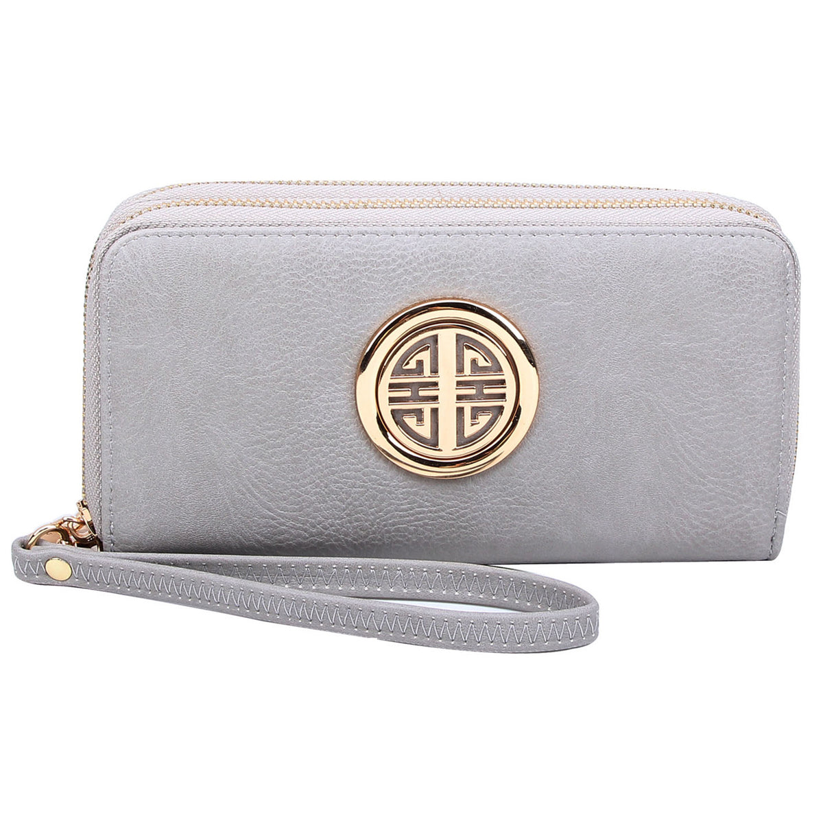 WU0012L Fashion Logo Double Zip Around Wallet Wristlet