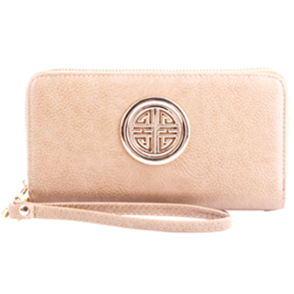 WU0012L Fashion Logo Double Zip Around Wallet Wristlet