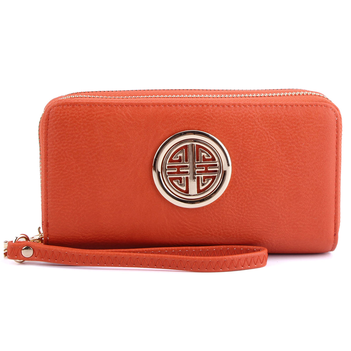 WU0012L Fashion Logo Double Zip Around Wallet Wristlet
