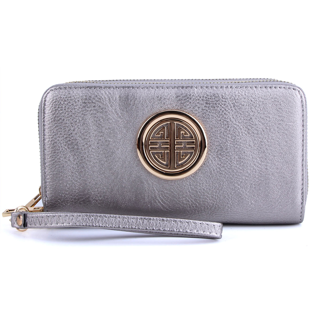WU0012L Fashion Logo Double Zip Around Wallet Wristlet
