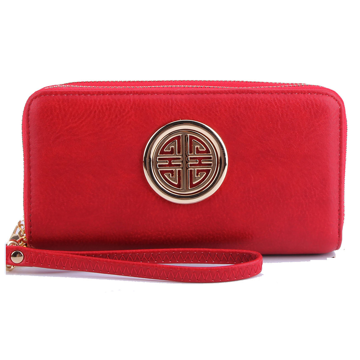 WU0012L Fashion Logo Double Zip Around Wallet Wristlet