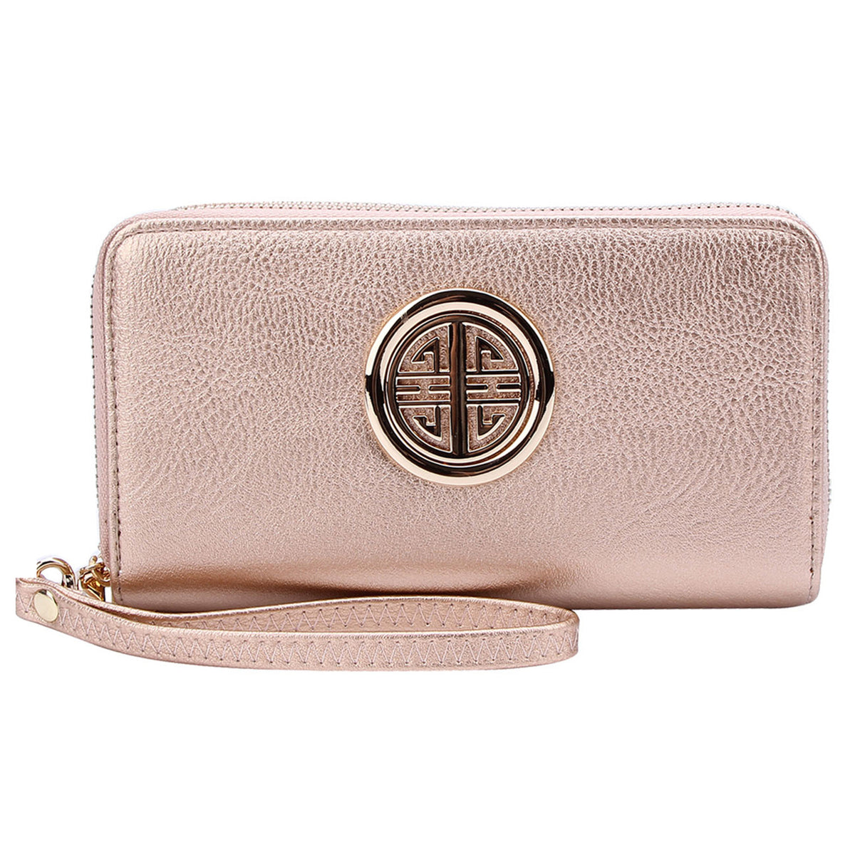 WU0012L Fashion Logo Double Zip Around Wallet Wristlet