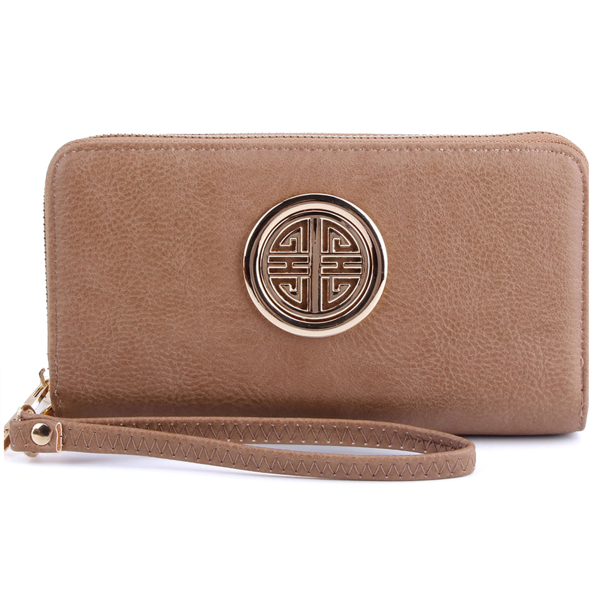WU0012L Fashion Logo Double Zip Around Wallet Wristlet