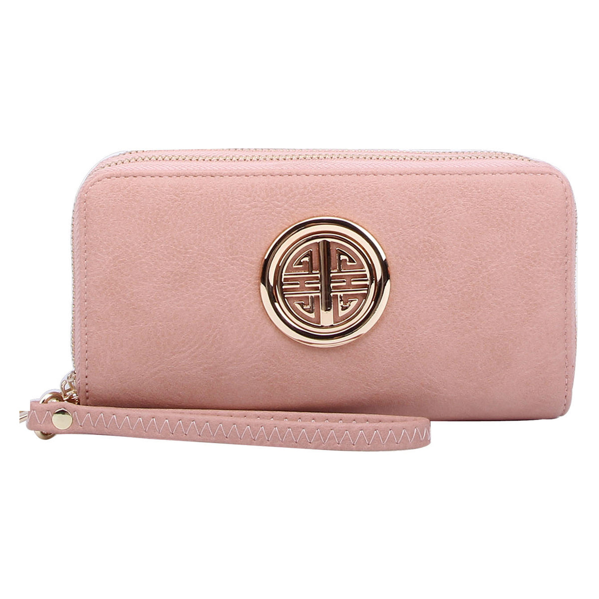 WU0012L Fashion Logo Double Zip Around Wallet Wristlet