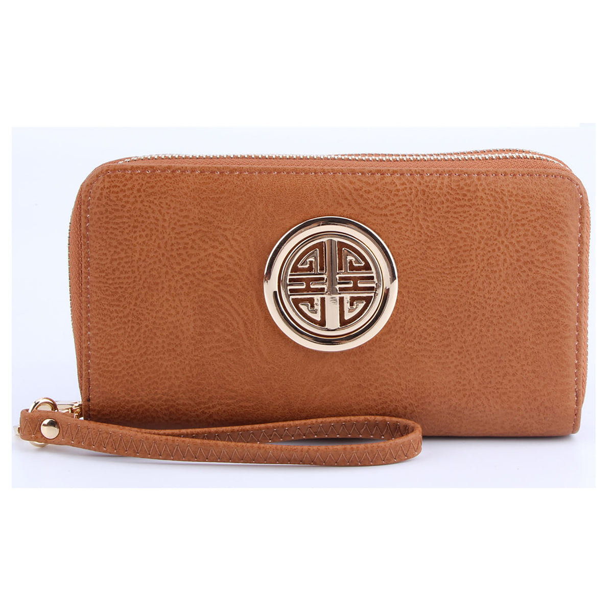 WU0012L Fashion Logo Double Zip Around Wallet Wristlet