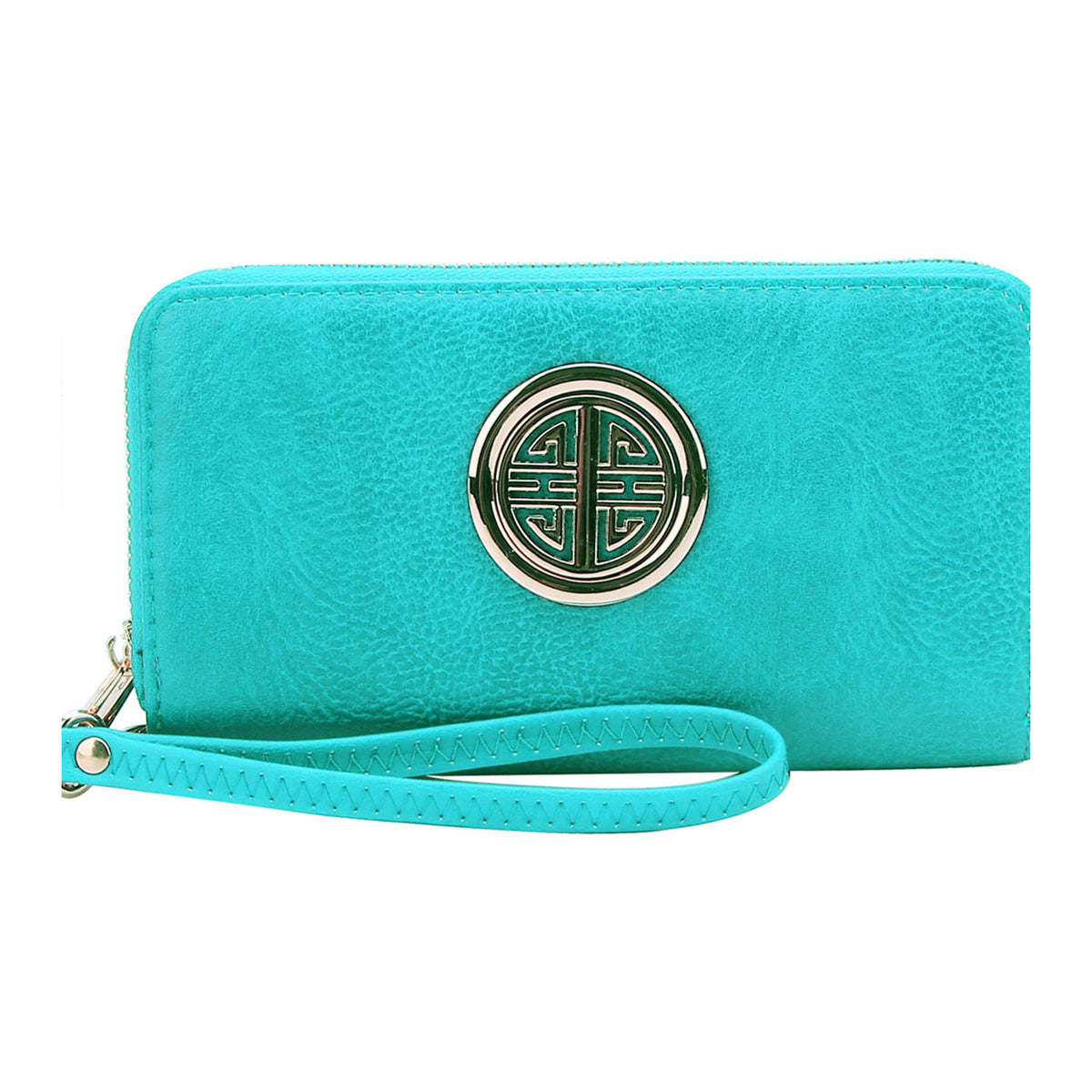 WU0012L Fashion Logo Double Zip Around Wallet Wristlet