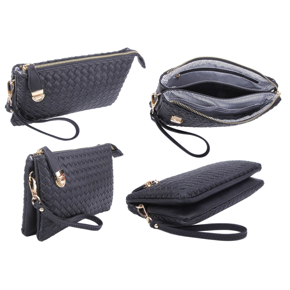 WU112 Fashion Woven Clutch Crossbody Bag