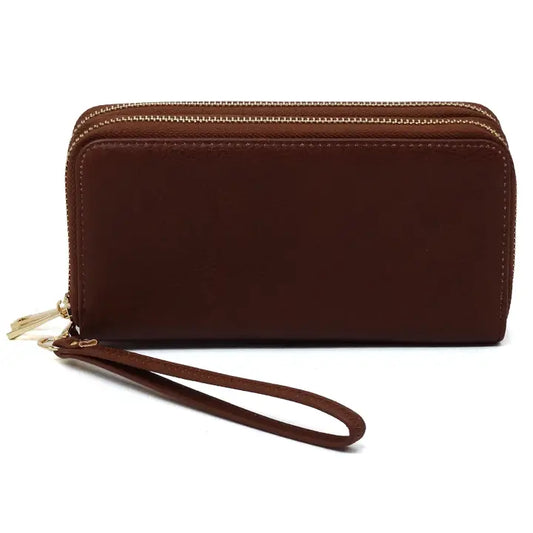 WU0012 Fashion Double Zip Around Wallet Wristle