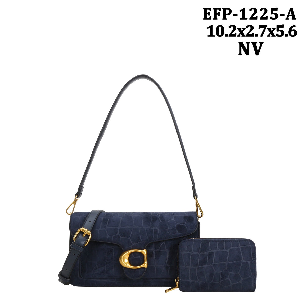 EPF-1225-A Croc-embossed shoulder bag with a matching wallet