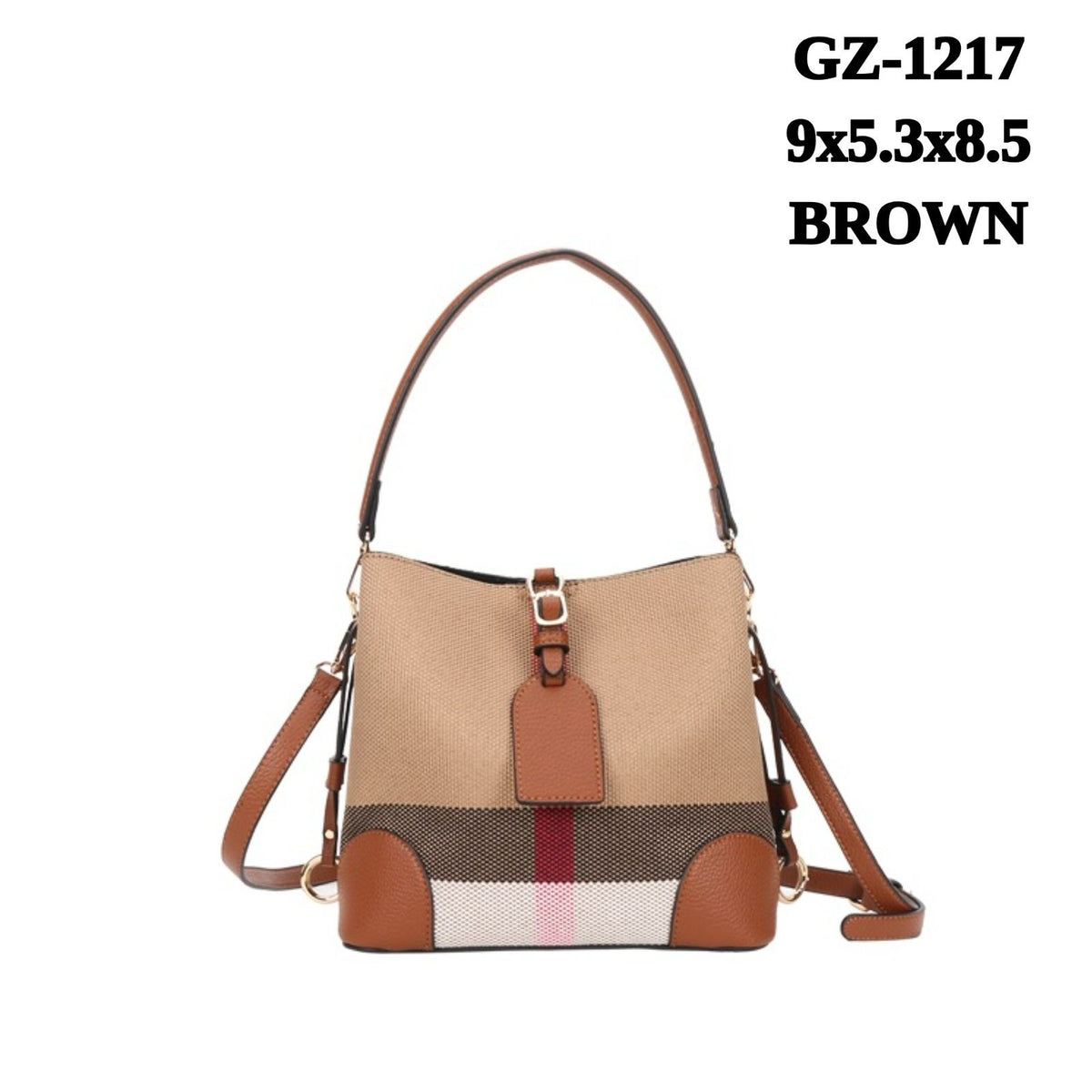 GZ-1217 Plaid Monogram Satchel / Shoulder Bag