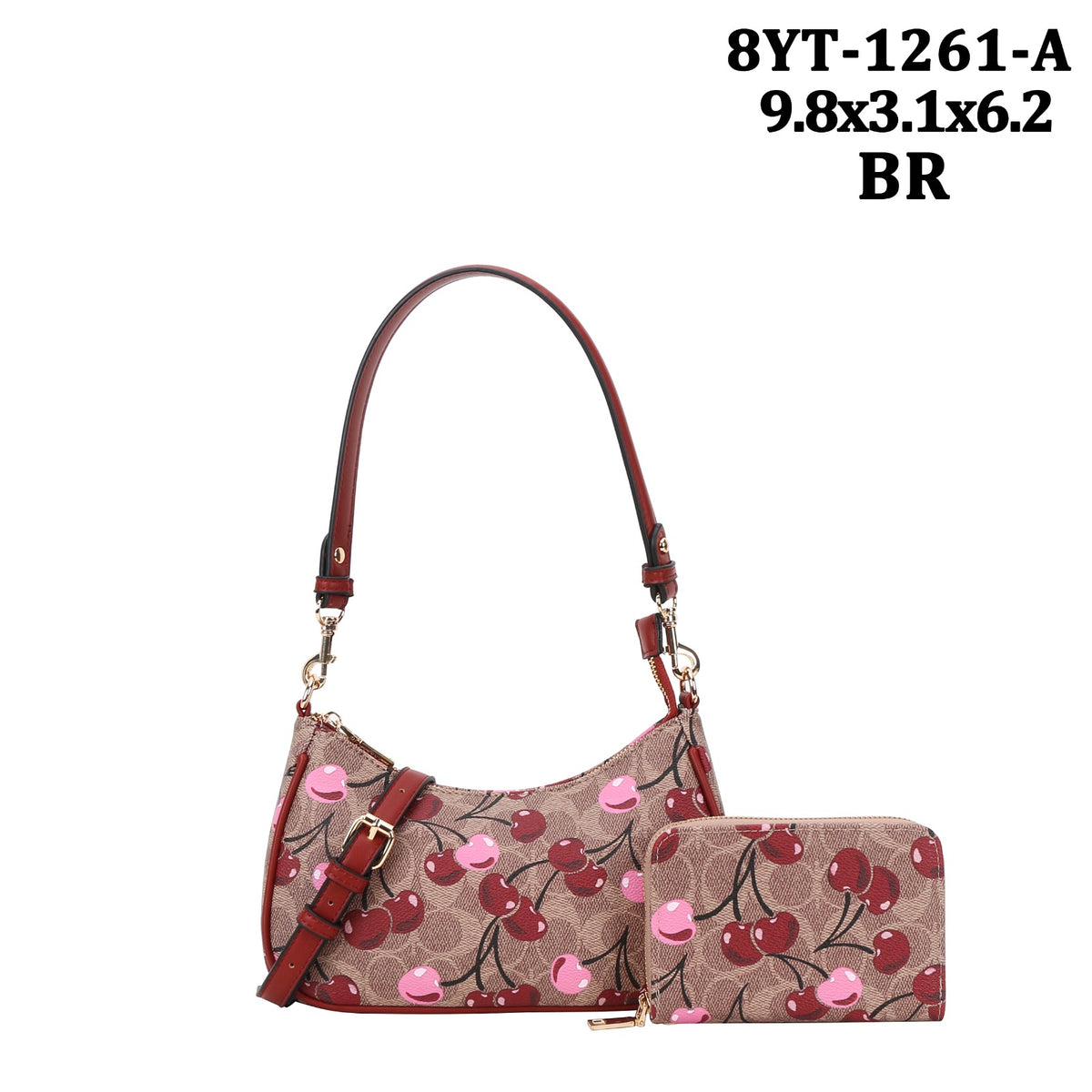 Sweet Cherry Blossom Shoulder Bag & Wallet Duo P8YT-1261A
