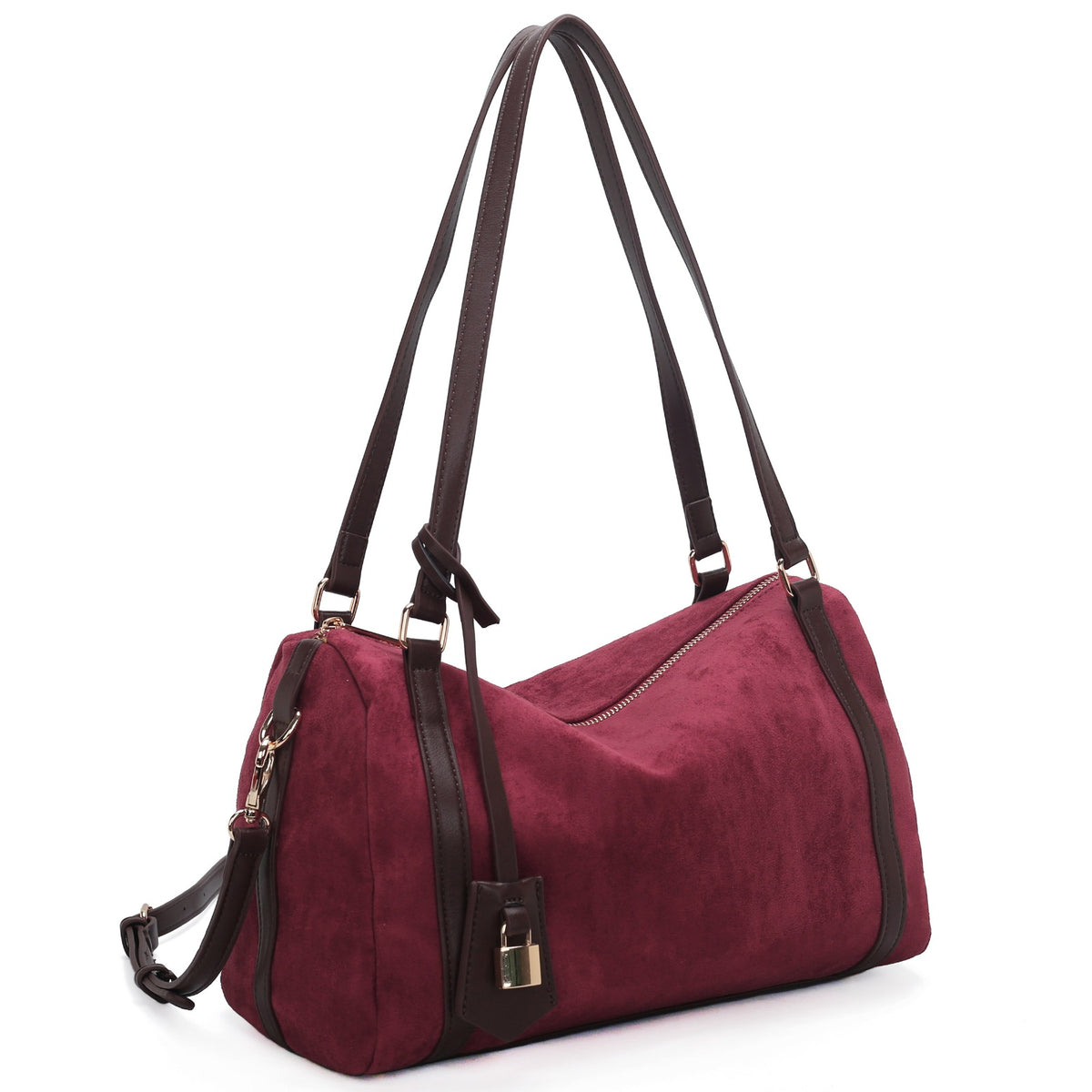 SJ30207 Faux Suede Boston Bag Tote
