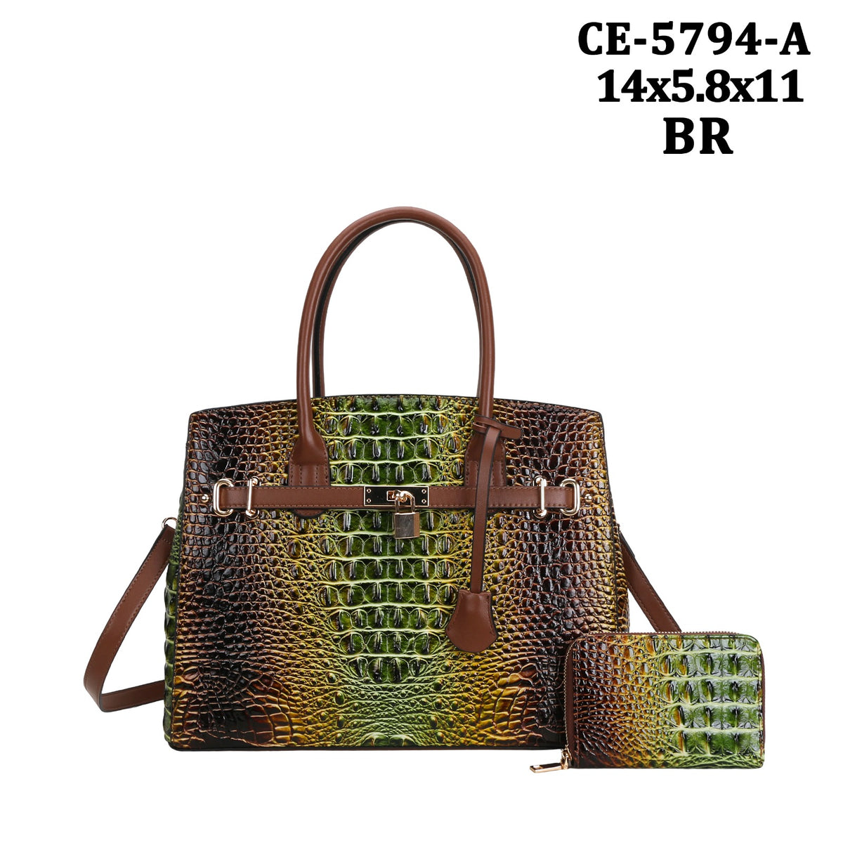 CE-5794-A 2 IN 1 Crocodile Tie-dyed Satchel + Wallet