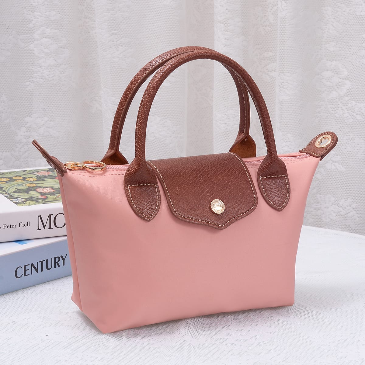 HM782 Nylon Logo Flap Satchel Crossbody Bag