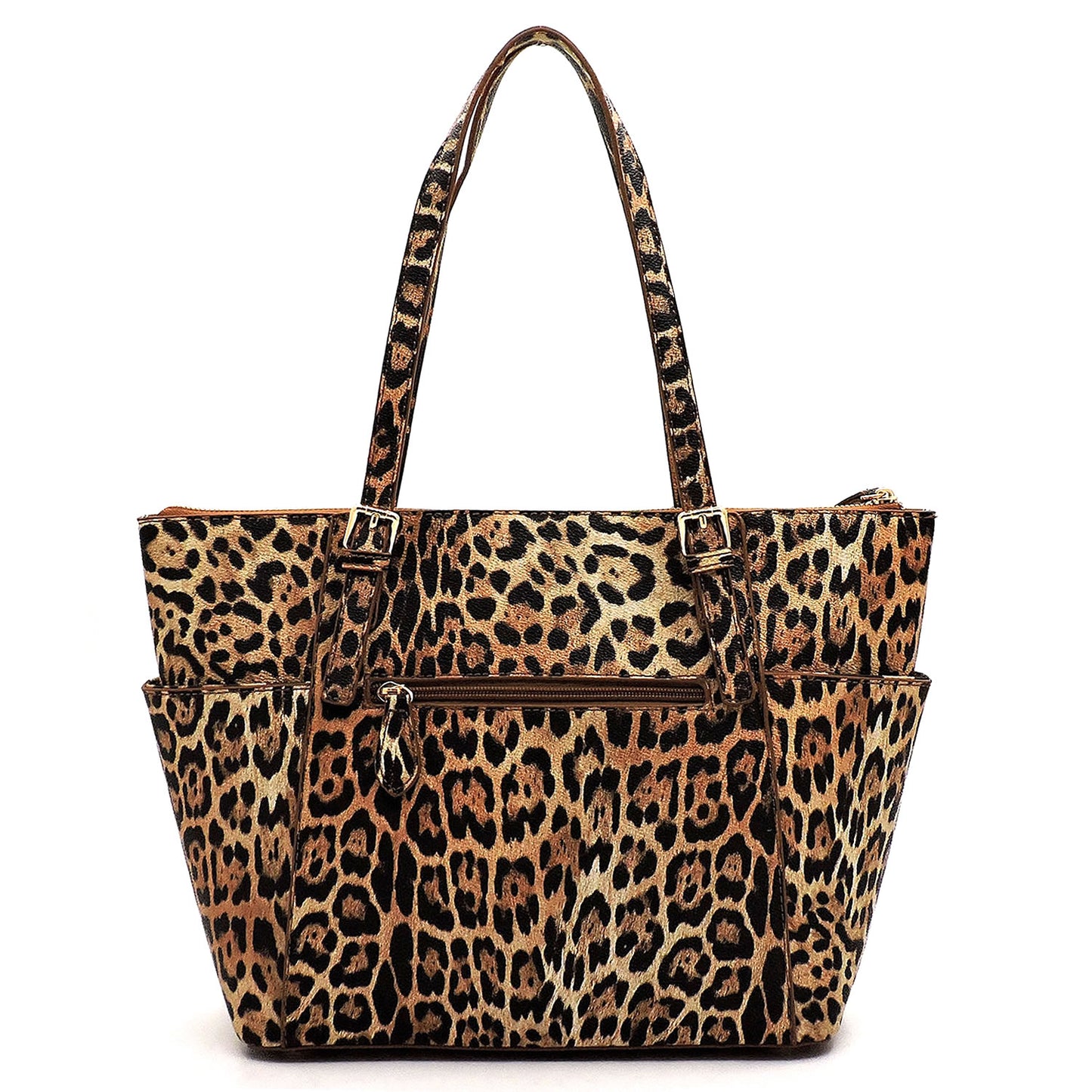 LE1009W  3 in 1 Leopard Shopper Bag with Matching Wallet