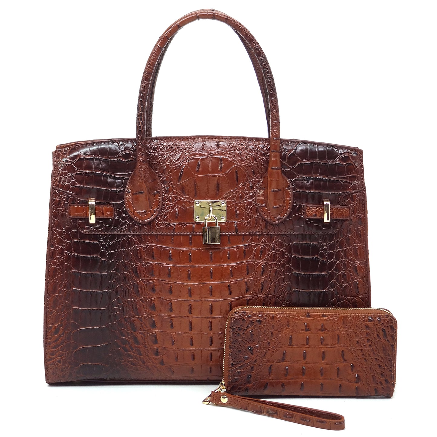 AC1096W Croc Alligator Padlock 2-in-1 Satchel