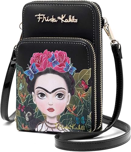 Frida Kahlo Cartoon Collection Cellphone Cross Body Bag with Wrislet