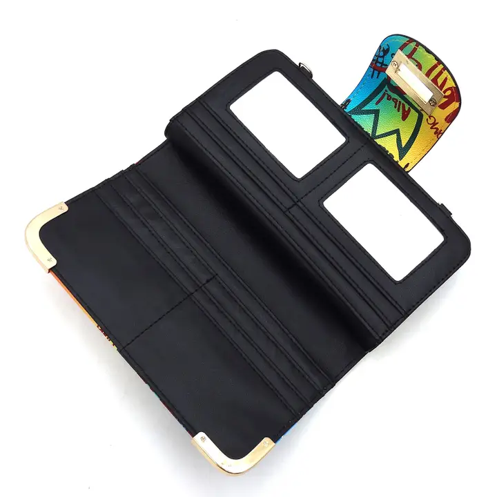 GP041 Multi Graffiti Turn Lock Crossbody Wallet