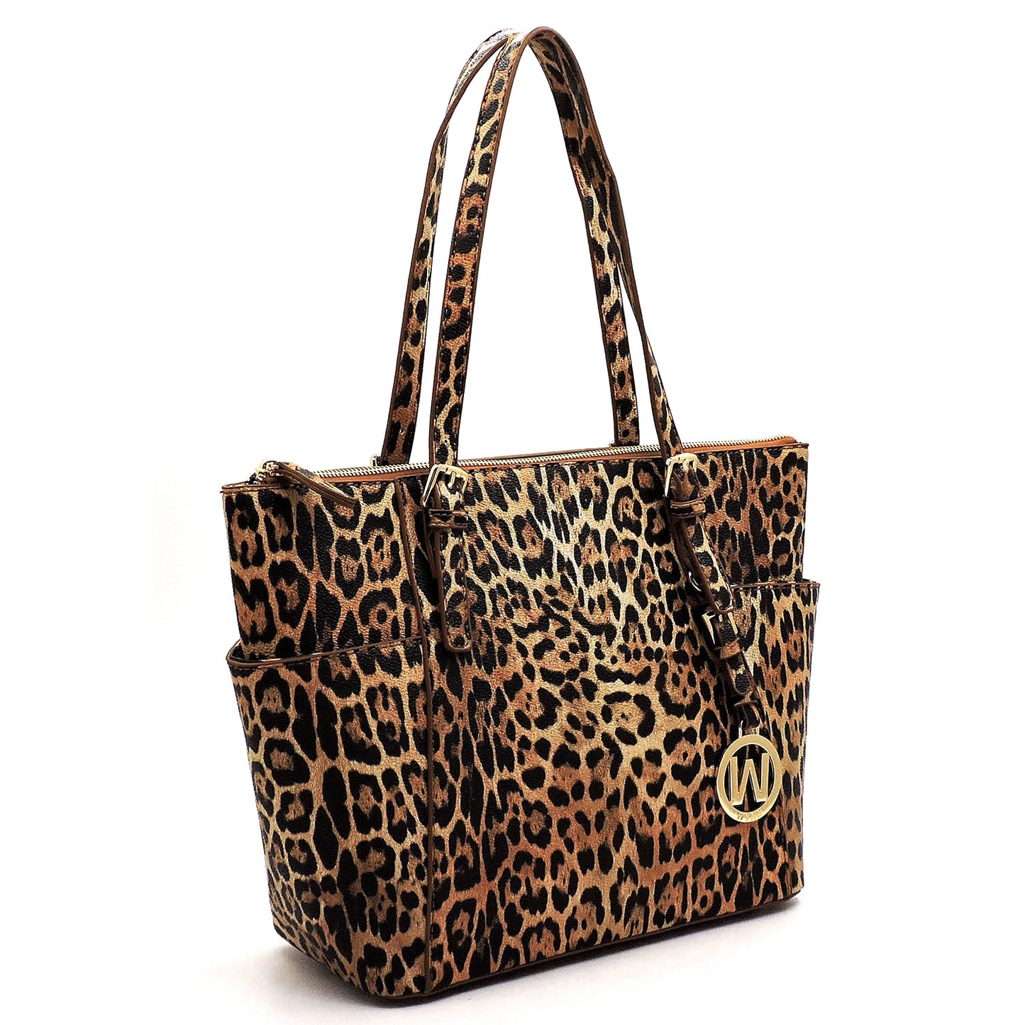 LE1009W  3 in 1 Leopard Shopper Bag with Matching Wallet