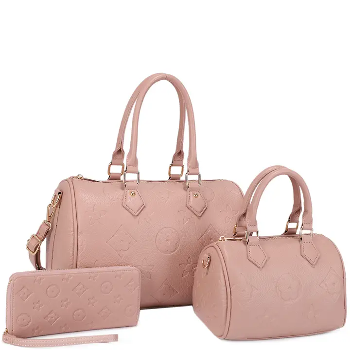 US-31291 3In1 Monogram Design Satchel W Matching Bag Wallet