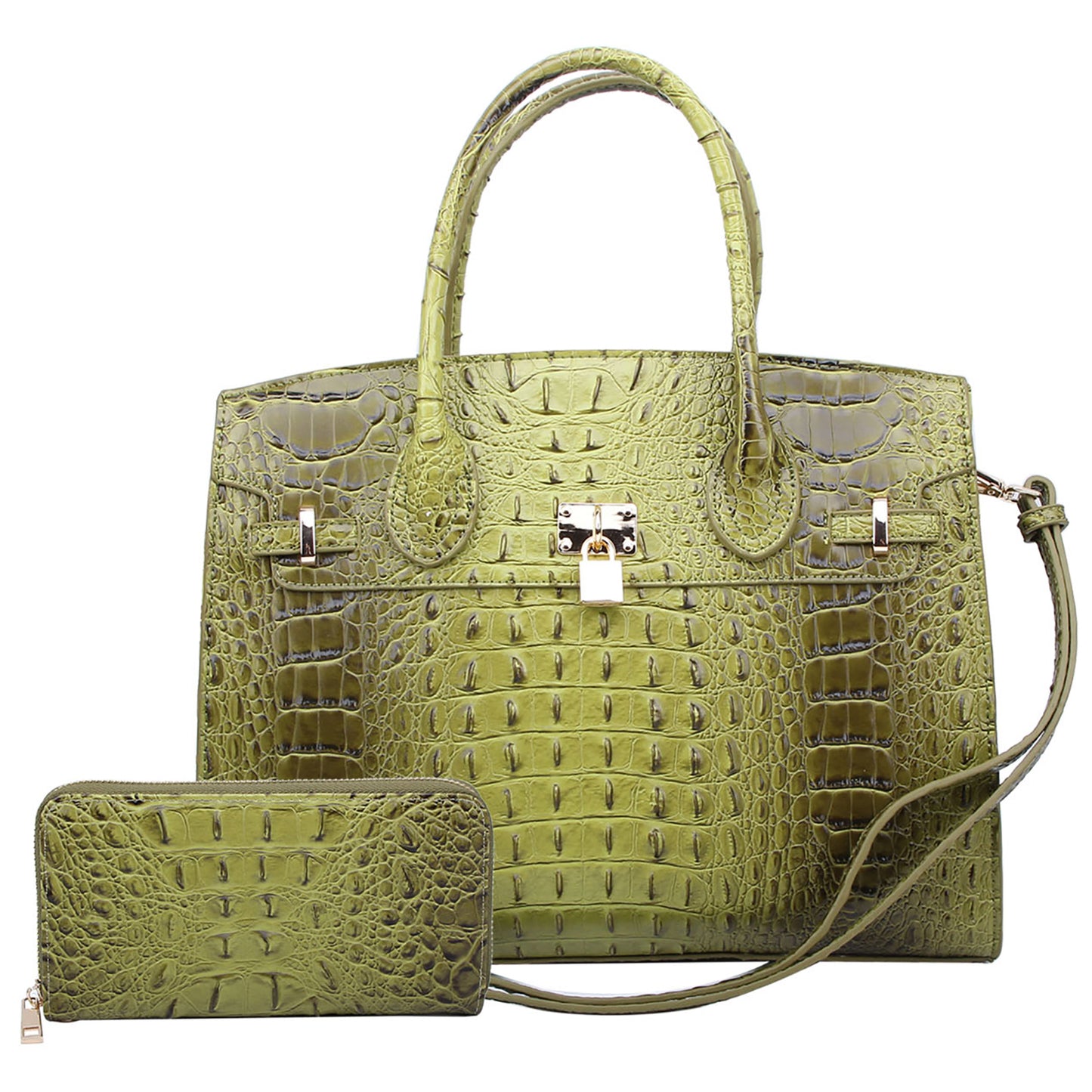 AC1096W Croc Alligator Padlock 2-in-1 Satchel