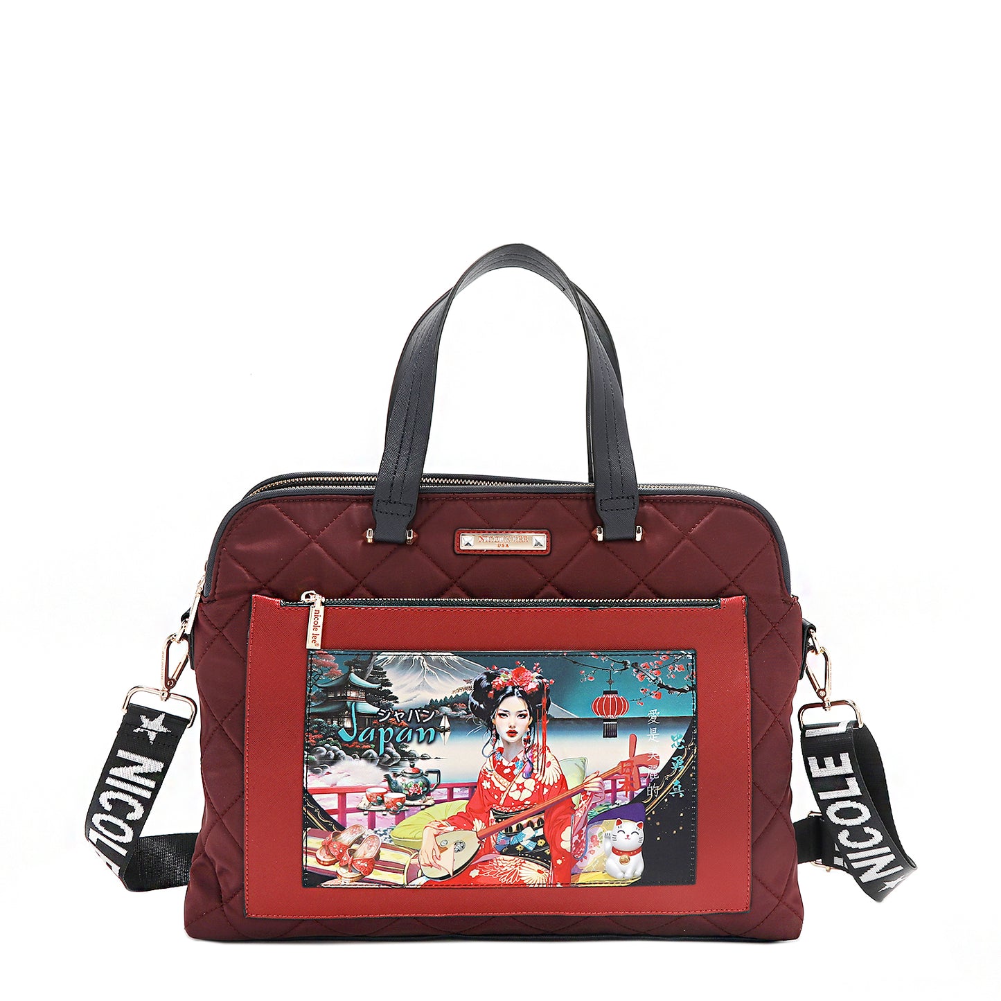 PRT17118 AKIKO LA BELLEZA QUILTED LAPTOP BAG