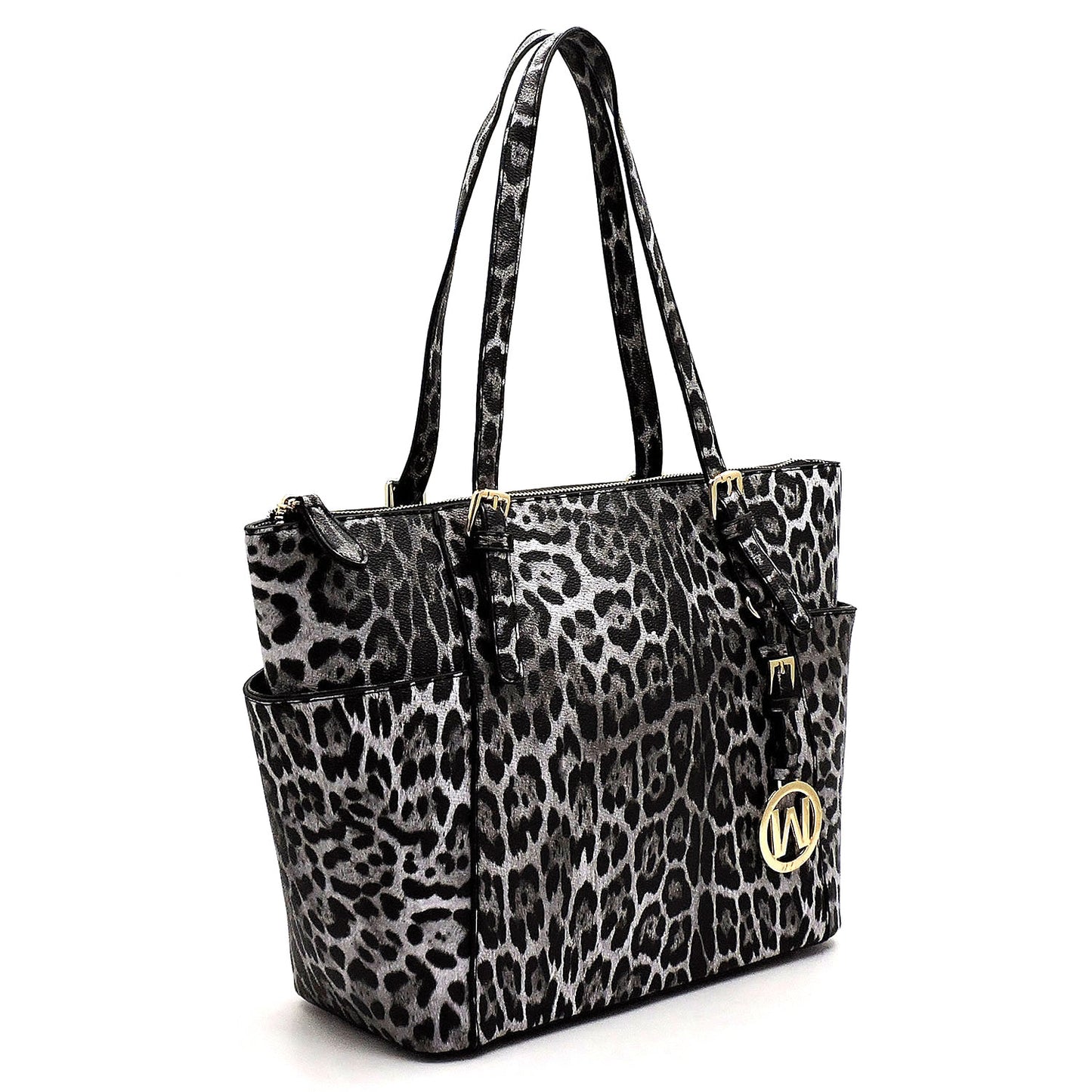 LE1009W  3 in 1 Leopard Shopper Bag with Matching Wallet