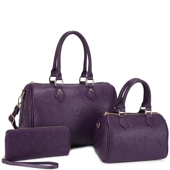 US-31291 3In1 Monogram Design Satchel W Matching Bag Wallet