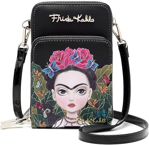 Frida Kahlo Cartoon Collection Cellphone Cross Body Bag with Wrislet