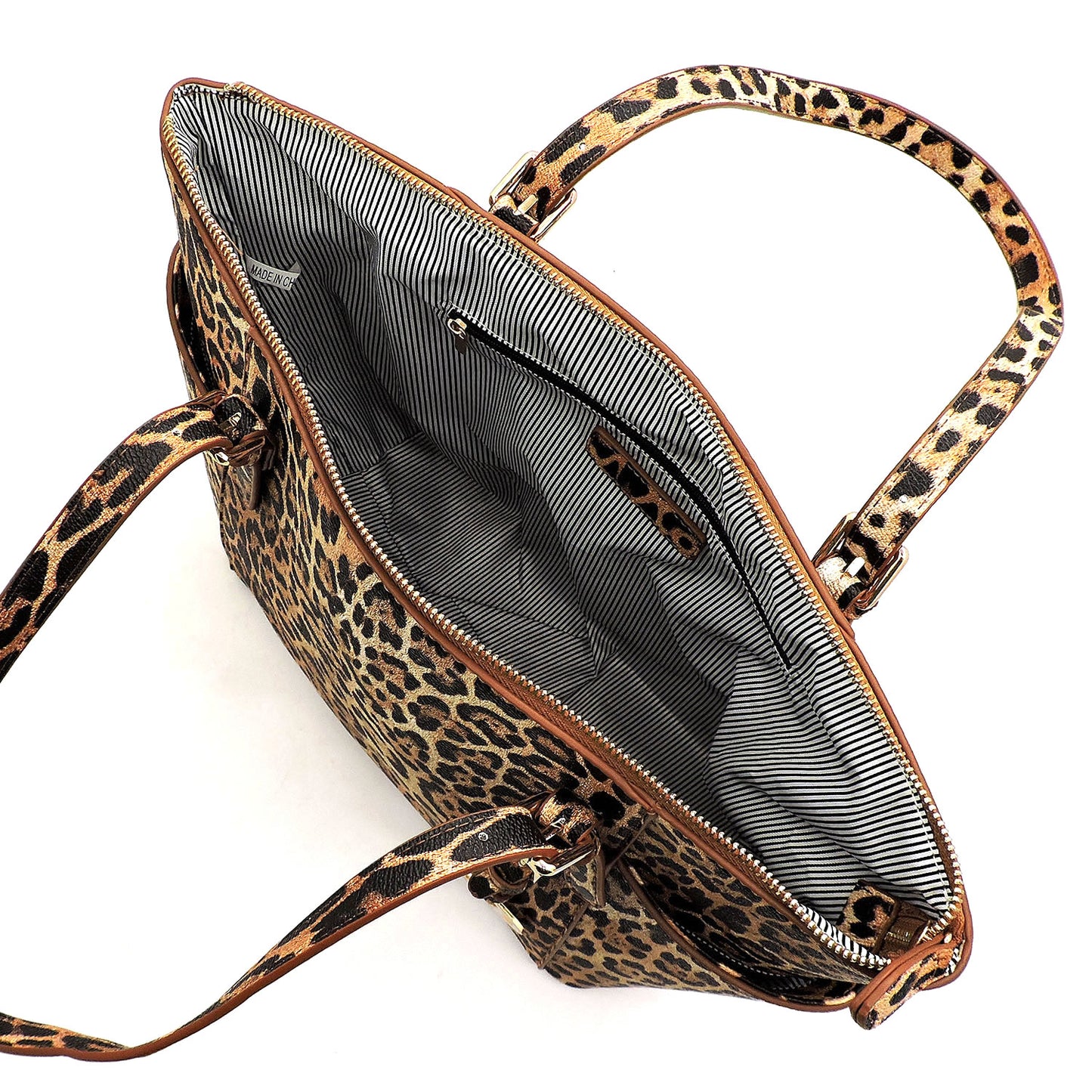 LE1009W  3 in 1 Leopard Shopper Bag with Matching Wallet