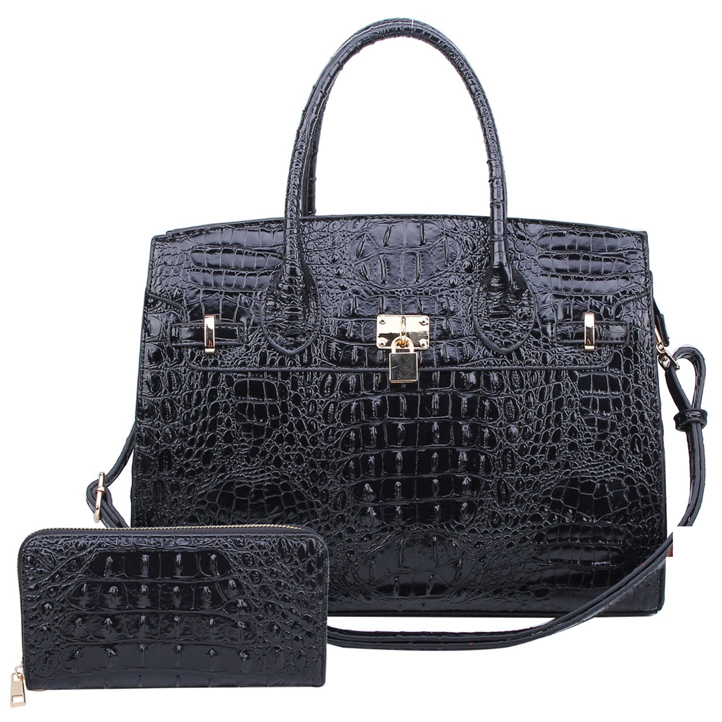 AC1096W Croc Alligator Padlock 2-in-1 Satchel