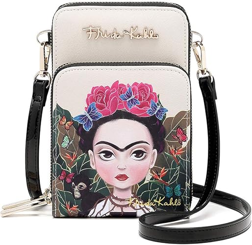 Frida Kahlo Cartoon Collection Cellphone Cross Body Bag with Wrislet