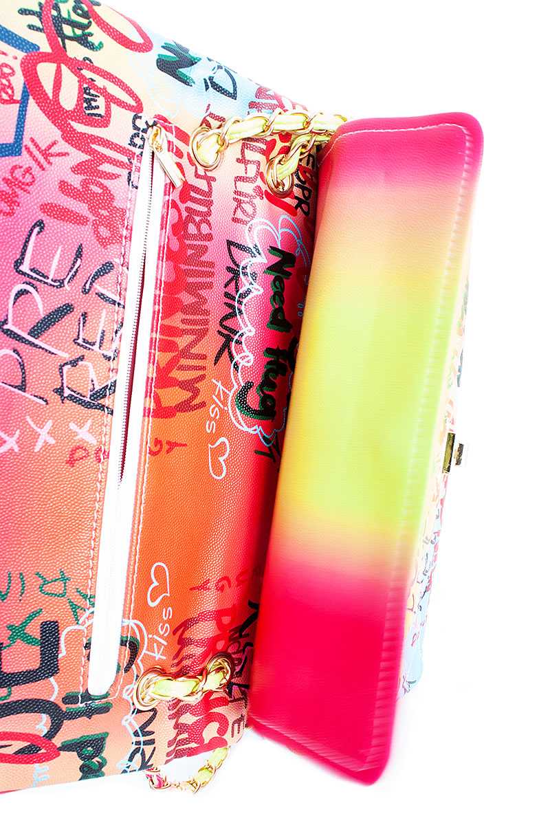 6411 Medium Size Graffiti Shoulder Handbag