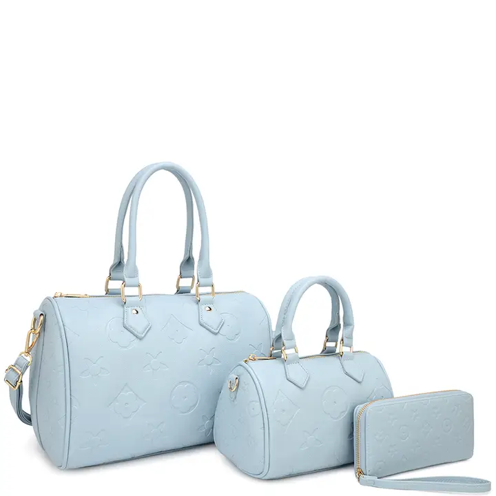 US-31291 3In1 Monogram Design Satchel W Matching Bag Wallet
