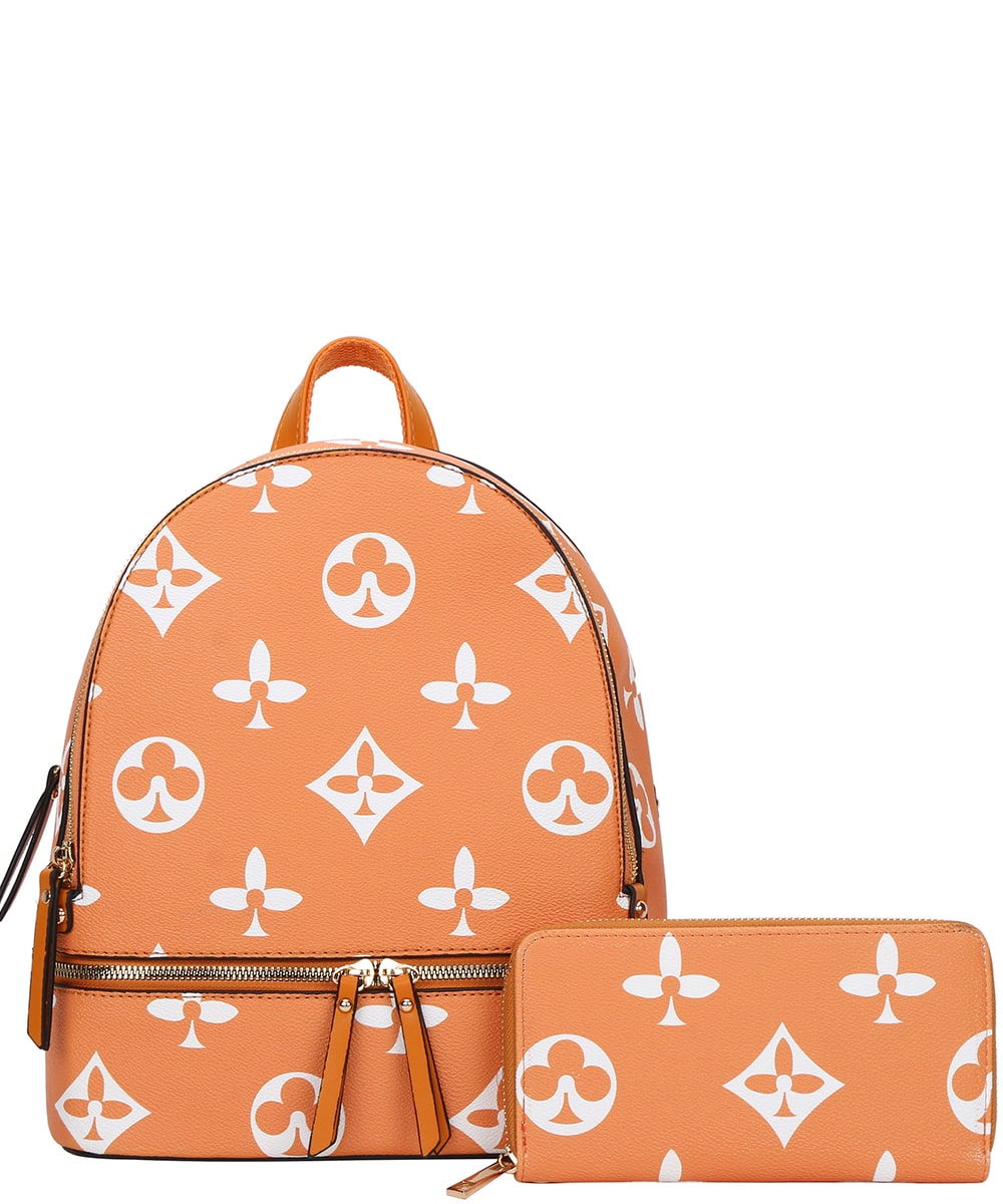 2in1 Print Zipper Backpack With wallet Set