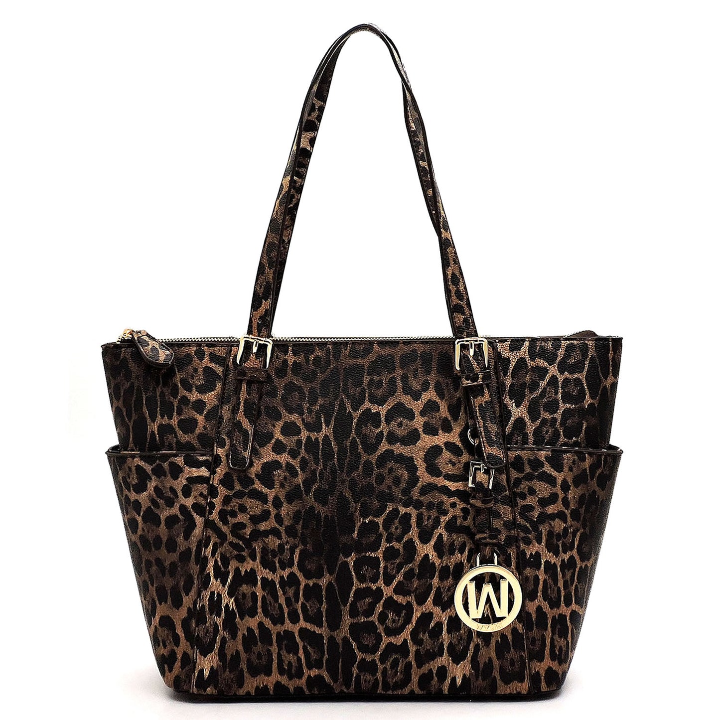 LE1009W  3 in 1 Leopard Shopper Bag with Matching Wallet