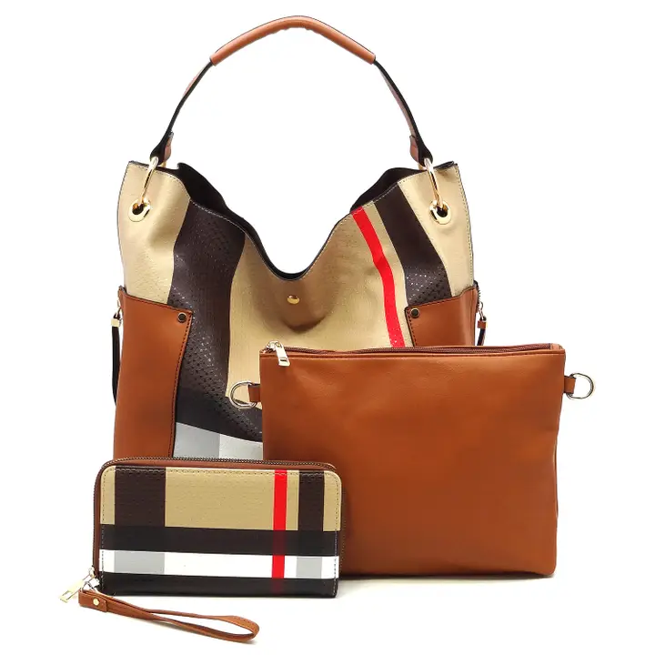 BT2765 Tartan Plaid Check 3-in-1 Shoulder Bag Hobo